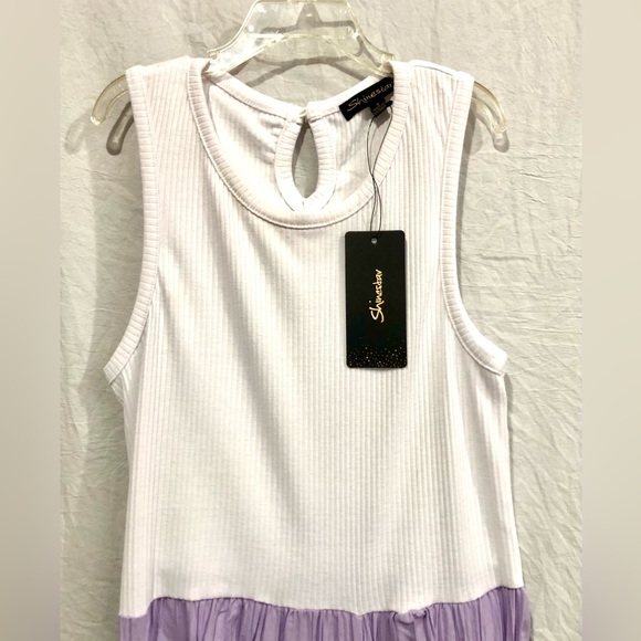 SHINESTAR crinkled white/Lavender one piece jumpsuit size S NWT - Picture 6 of 9